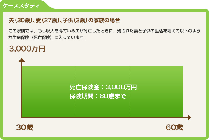 死亡保険金3,000万円、保険期間60歳まで