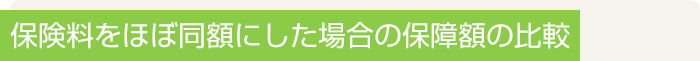 保険料をほぼ同額にした場合の保障額の比較