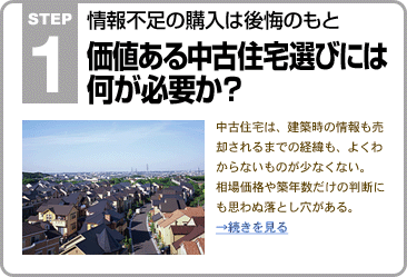 STEP1／情報不足の購入は後悔のもと 価値ある中古住宅選びには何が必要か？