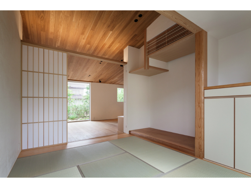 和室から南の庭を見ています