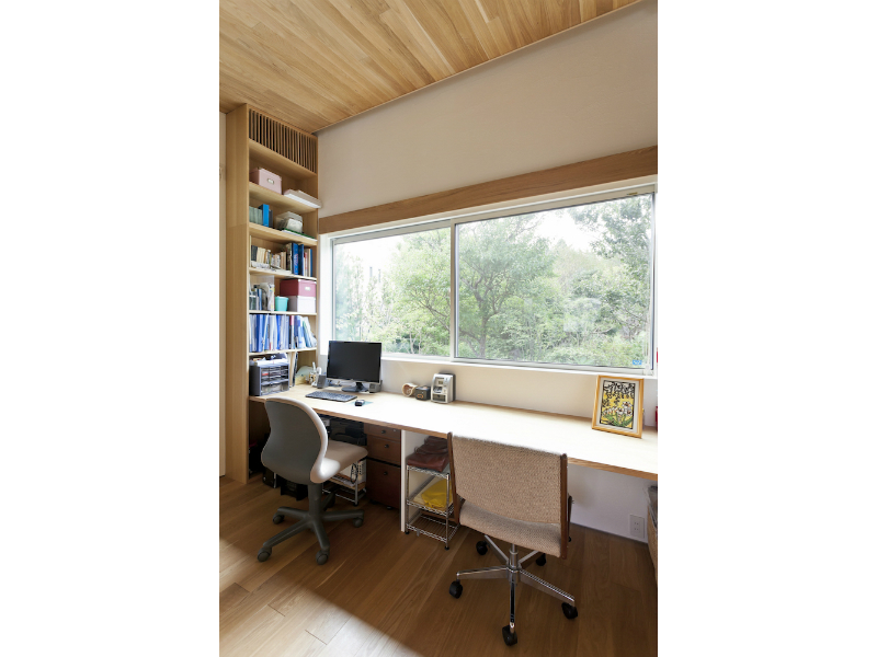 書斎から北の庭を見ています