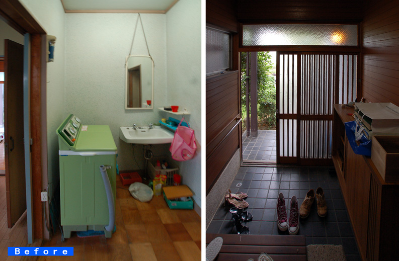 洗面脱衣室（左）玄関土間（右）（Before）
