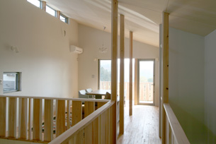 /reform-mitsumori/二階は一室空間。柱が必要に応じて屋根を支えている。