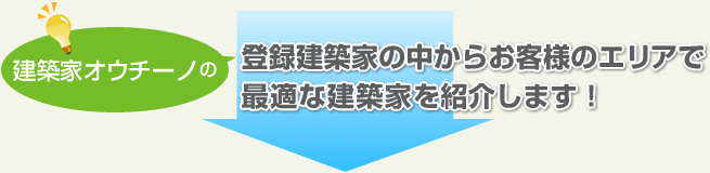 建築家オウチーノの登録建築家の中からお客様のエリアで最適な建築家を紹介します！