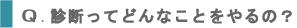 診断ってどんなことをやるの？