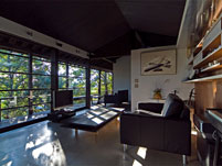 雑木林に浮かぶ平屋住宅