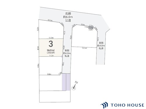 北区本郷町　01507⑥　3号地　全4区画