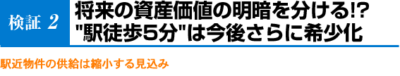 検証2／将来の資産価値の明暗を分ける!? "駅徒歩5分"は今後さらに希少化
