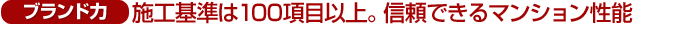 （ブランド力）施工基準は100項目以上。信頼できるマンション性能