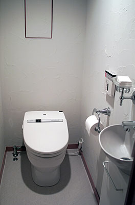 コテ仕上げの壁のトイレ