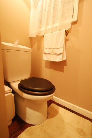 新設したトイレの便座も普通のものを使うのではなく、あくまでもスタイルを追求。