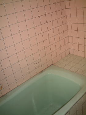 タイル張りの浴室でお手入れも大変