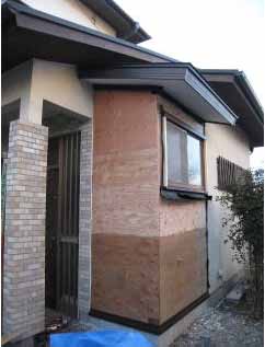 増設後外壁の左官前の様子です。