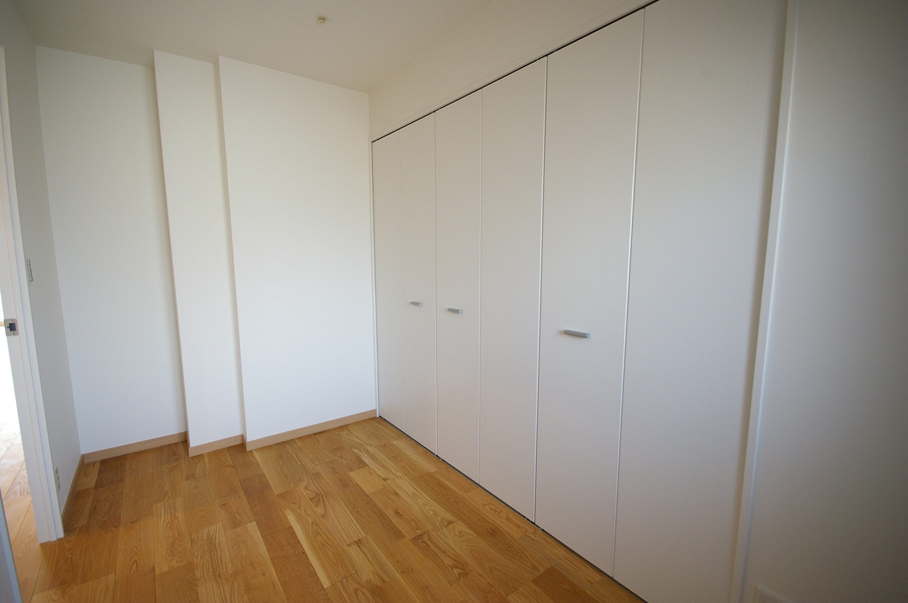 無垢材の質感と真っ白な建具が調和しています