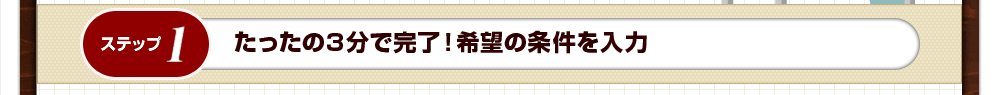 ステップ1：たったの3分で完了！希望の条件を入力