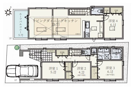 中野区沼袋４丁目　新築戸建て　２号棟