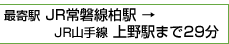 最寄駅 JR常磐線柏駅 → JR山手線 上野駅まで29分
