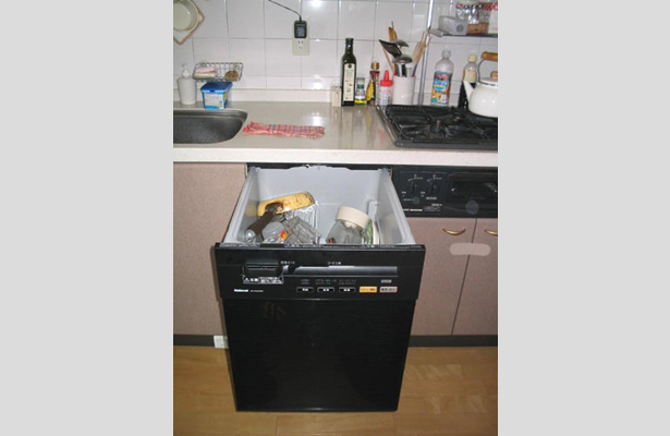 既存のシステムキッチンに後付けで食器洗い乾燥機を取付けました